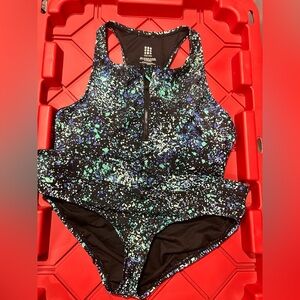 Women’s‎ Title Nine splatter bikini 2 piece swimsuit black blue green L large
